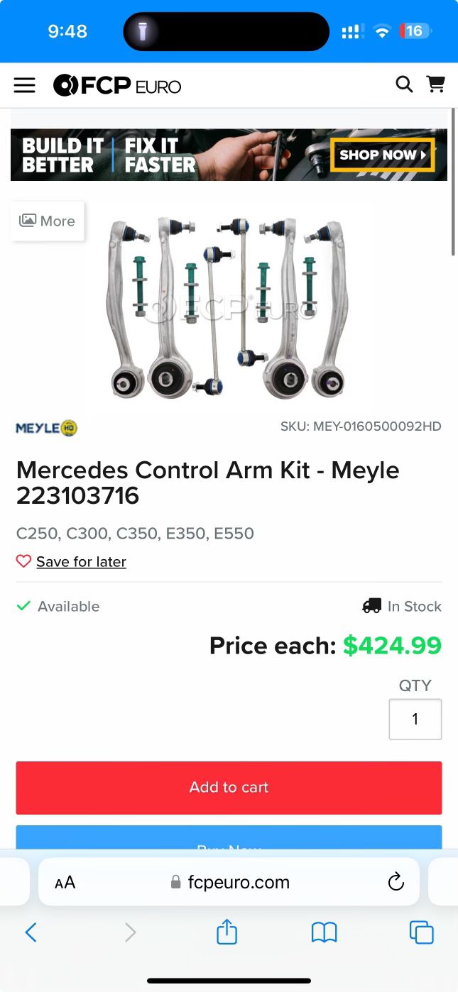 Mercedes Control Arm Kit “Front End”