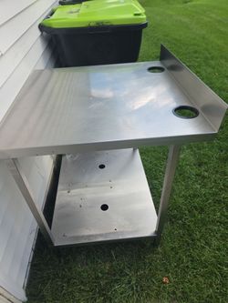 Stainless steel table.