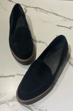 Jellypop Black Suede Penny Loafers Women’s Size 10 Lug Sole Slip-On Comfort Shoes