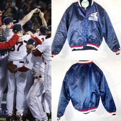 Red Sox Jacket 80's Satin Starter Celtics Brunins Patrioits Jersey Sand Knit