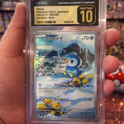 ✨ CGC PRISTINE 10 Piplup Art Rare (Japanese) – Inferno X 085/080 ✨ 
