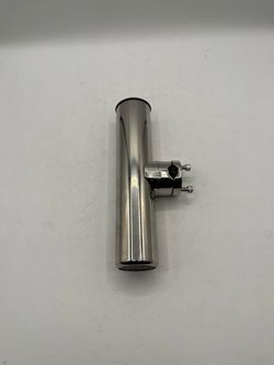 1" Rail Mount Clamp-on Fishing Rod Holder, Stainless Steel, Rocket Launcher Style