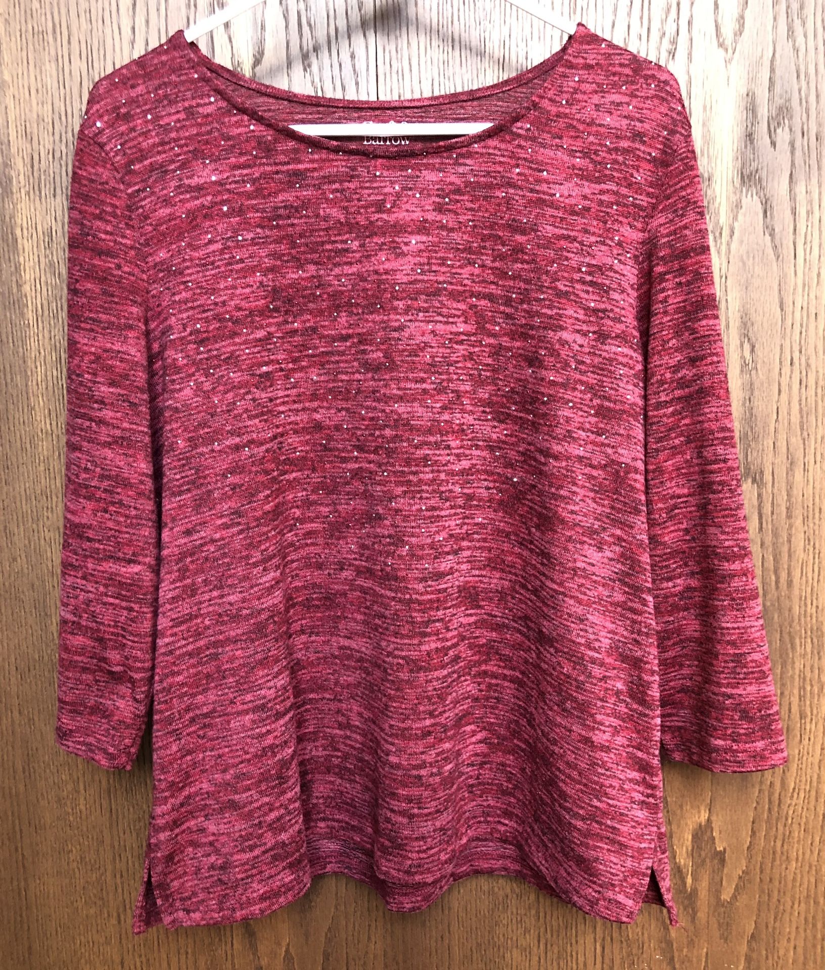 Croft & Barrow Women's Lightweight Sweater Shirt 3/4th Sleeve XL Red Sequins