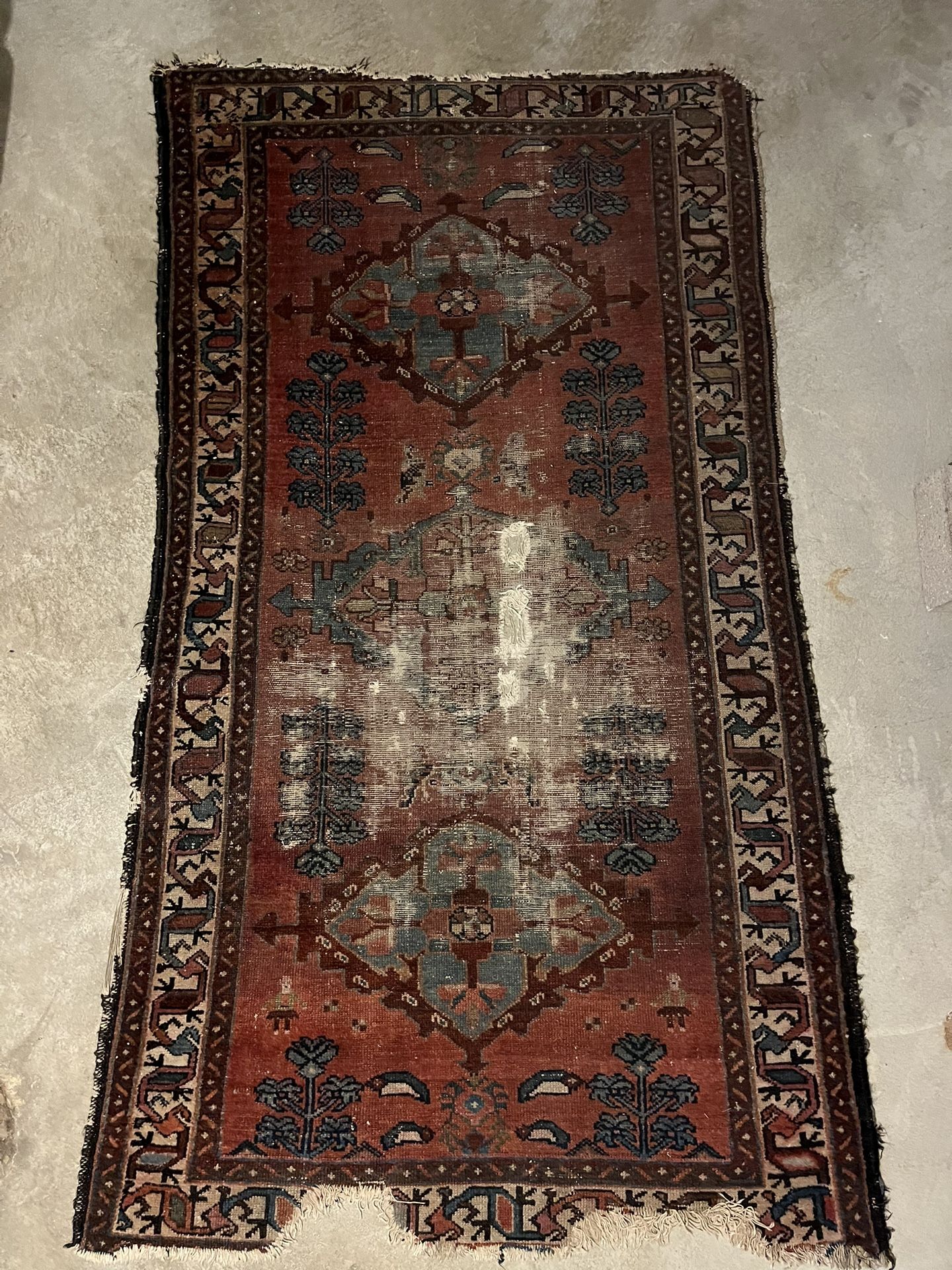 Antique Vintage Hand Woven Persian Wool Rug 3 x 6