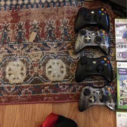 Xbox 360 And Sensor Plus 21 Games And 4 Controllers