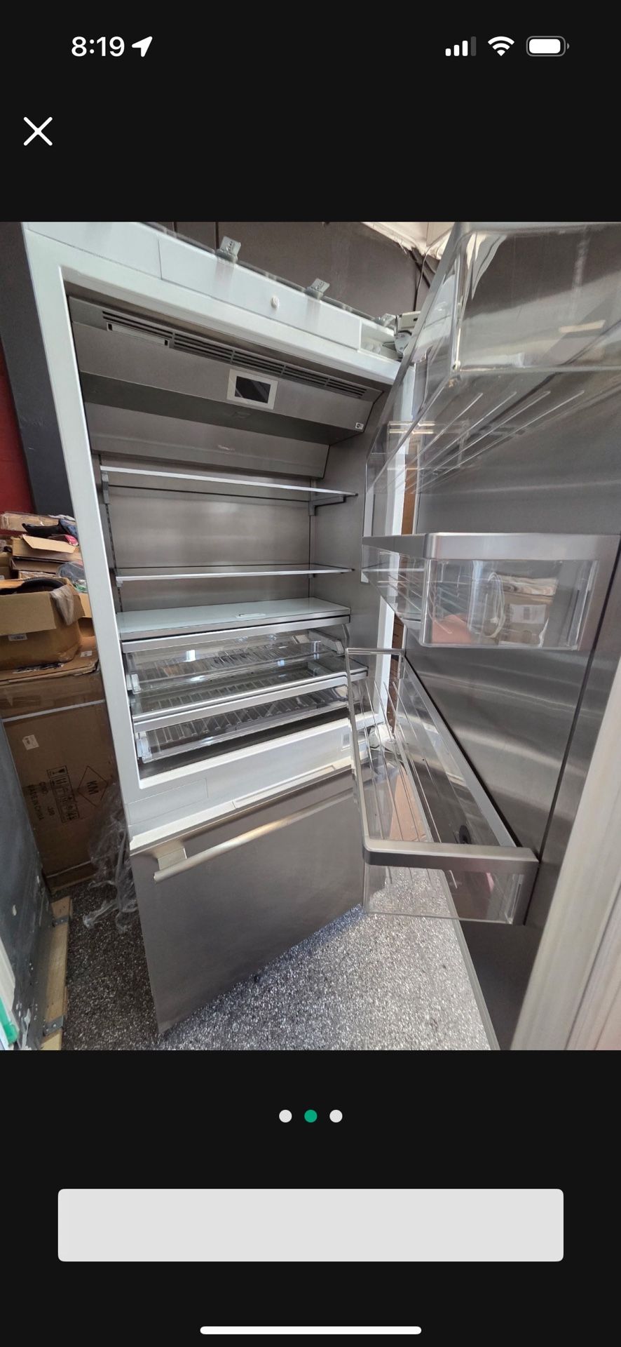 Thermador 36” Bottom Freezer Built in refrigerator
