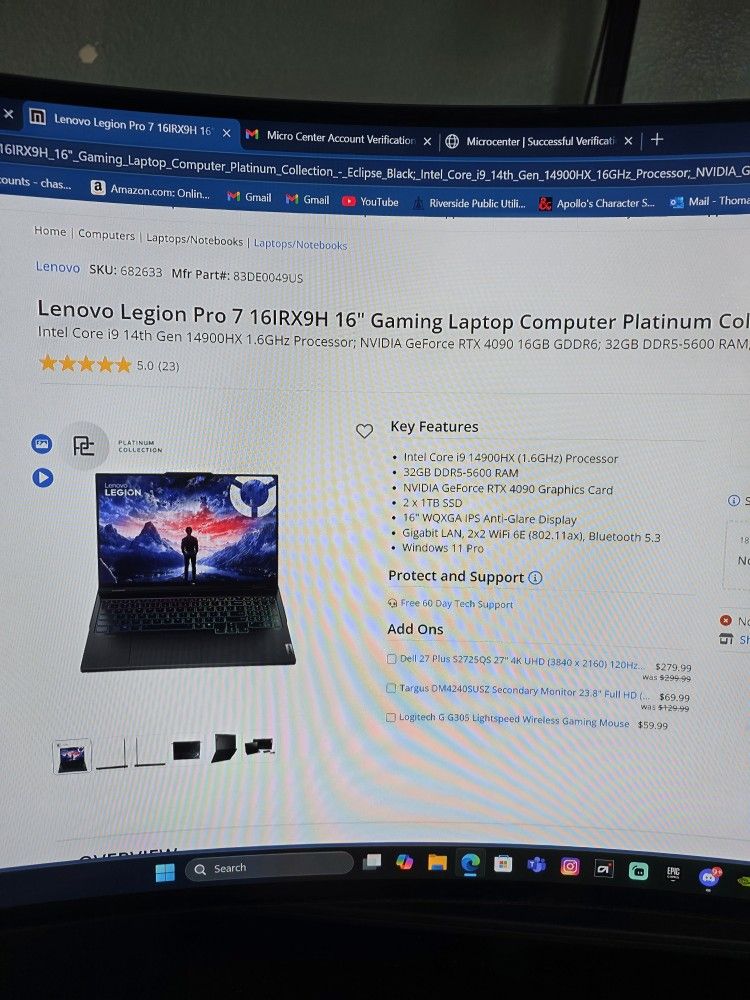 Lenovo Legion Pro 7 16IRX9H Eclipse BLACK 4090
