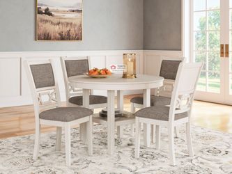 DINING TABLE SET 5 PC DINING HEIGHT - ANTIQUE WHITE - [NEW]