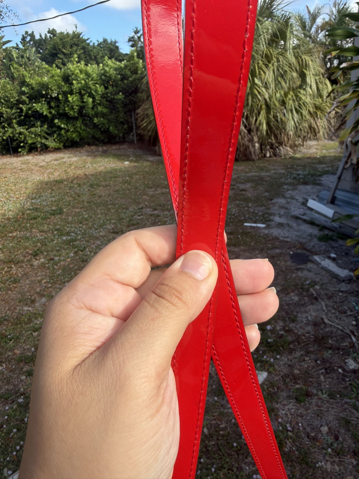 Authentic Louis Vuitton Hand Bag Montaigne BB Red Vernis