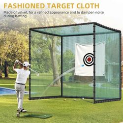 Golf Cage Net, 7x7x7Ft Golf Hitting Cage with Frame and Ne