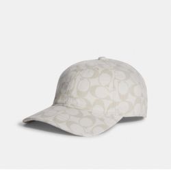 Coach Signature Denim Baseball Hat XS/S in chalk