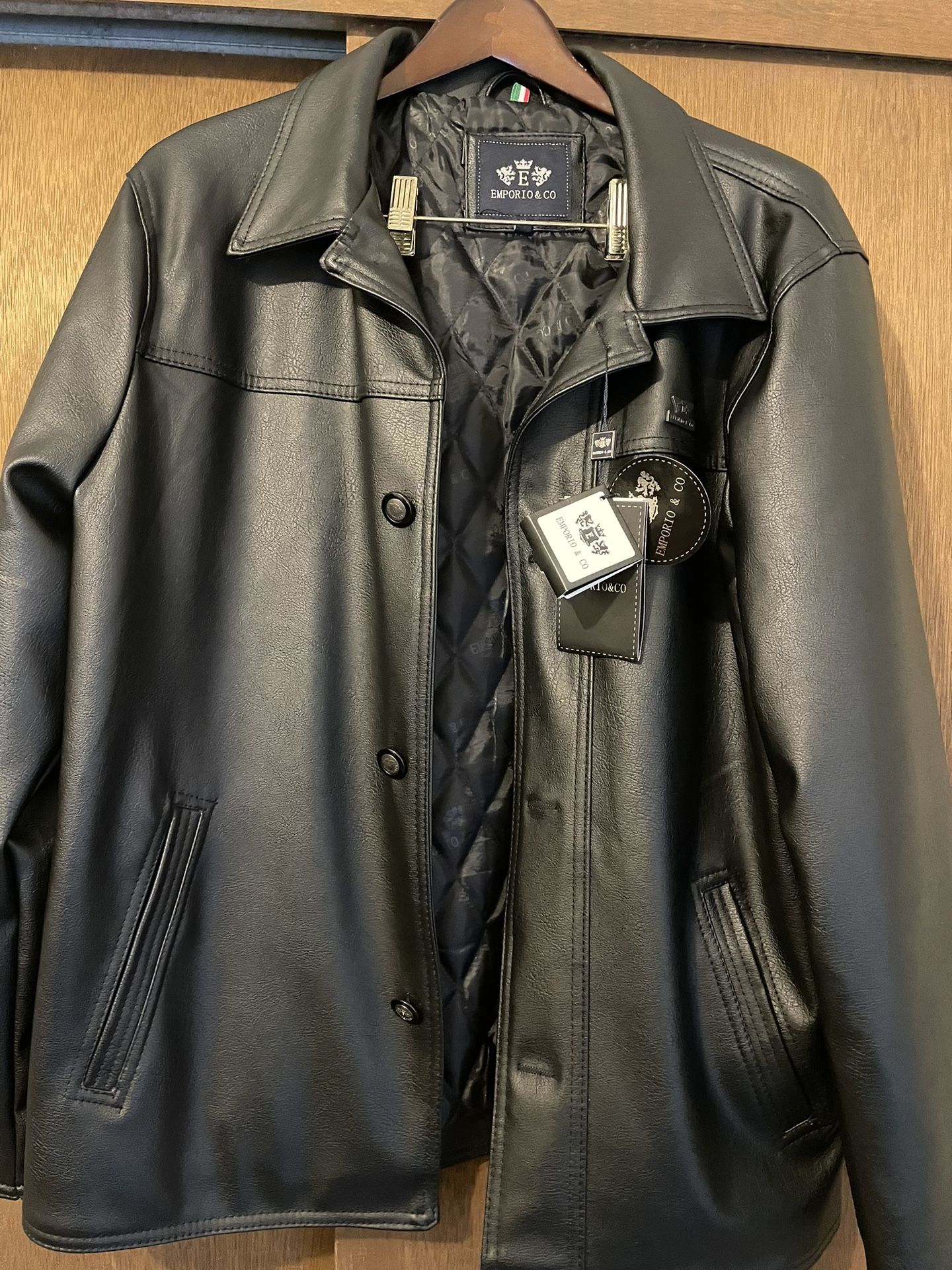 Black Leather Coat XL