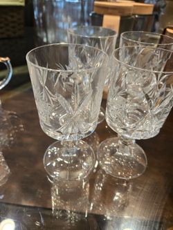 Cut Crystal Wine Glasses Set of 4