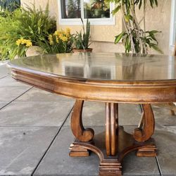 Rustic Wooden Dining Table W/ Pedestal base