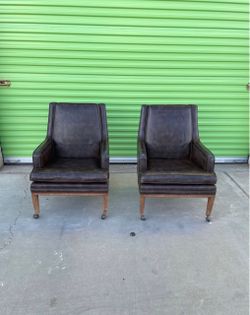 Leather Vintage Antique Mid Century Modern Chairs