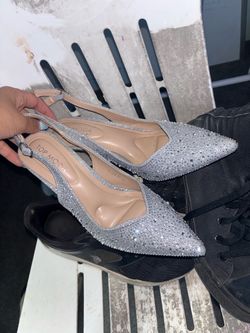 Top Moda Silver Rhinestone Slingback Heels