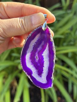 Sterling Silver Large Purple Druzy Agate Pendant 