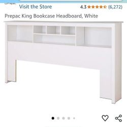 King Headboard White With Shelves