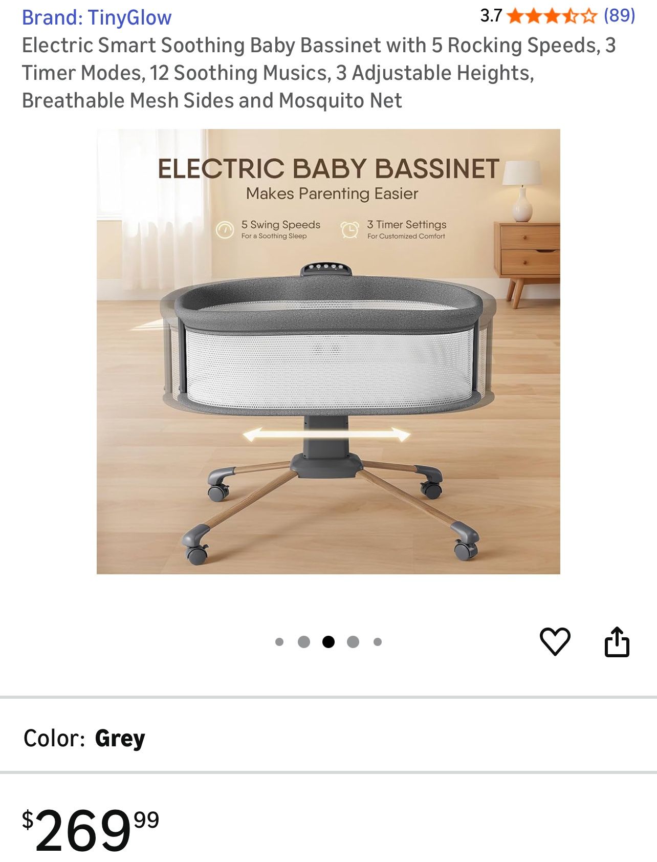 NEW TinyGlow automatically Infant Bassinet (still In Box) 