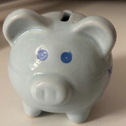 Ceramic Tiny Blue Piggy Bank