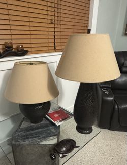 Pottery Barn Pair of Dark Textured Table Lamps