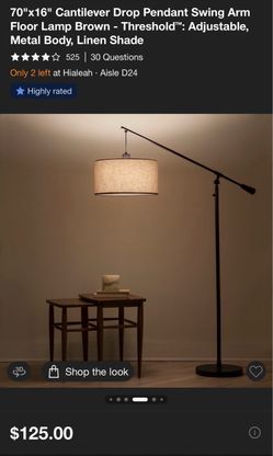 70” x 16” Cantilever Drop Pendant Swing Arm Floor Lamp - Brown from Threshold: Adjustable