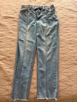 Light Wash High-Rise Straight Leg Jeans