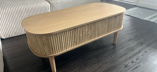 Fluted Lift Top Coffee Table, 3 in 1 Convertible Coffee Tables Converts to Dining Tables