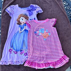 Girls Nightgowns Disney Sofia the First & Hippo PJs Size 4 and 5/6