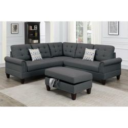 Gray Sectional Sofa With Ottoman 