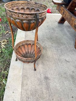 double metal planter