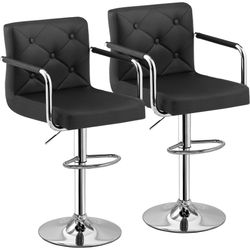 OBO Like new VECELO Bar Stools, Adjustable Bar Stools Set of 2, Counter Height Barstool with Back and Arms, Swivel PU Leather Bar Chairs for Kitchen/I