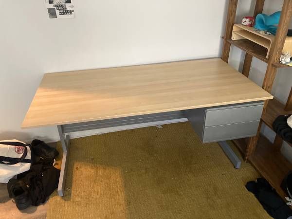 Nice large solid IKEA desk with mounted drawers