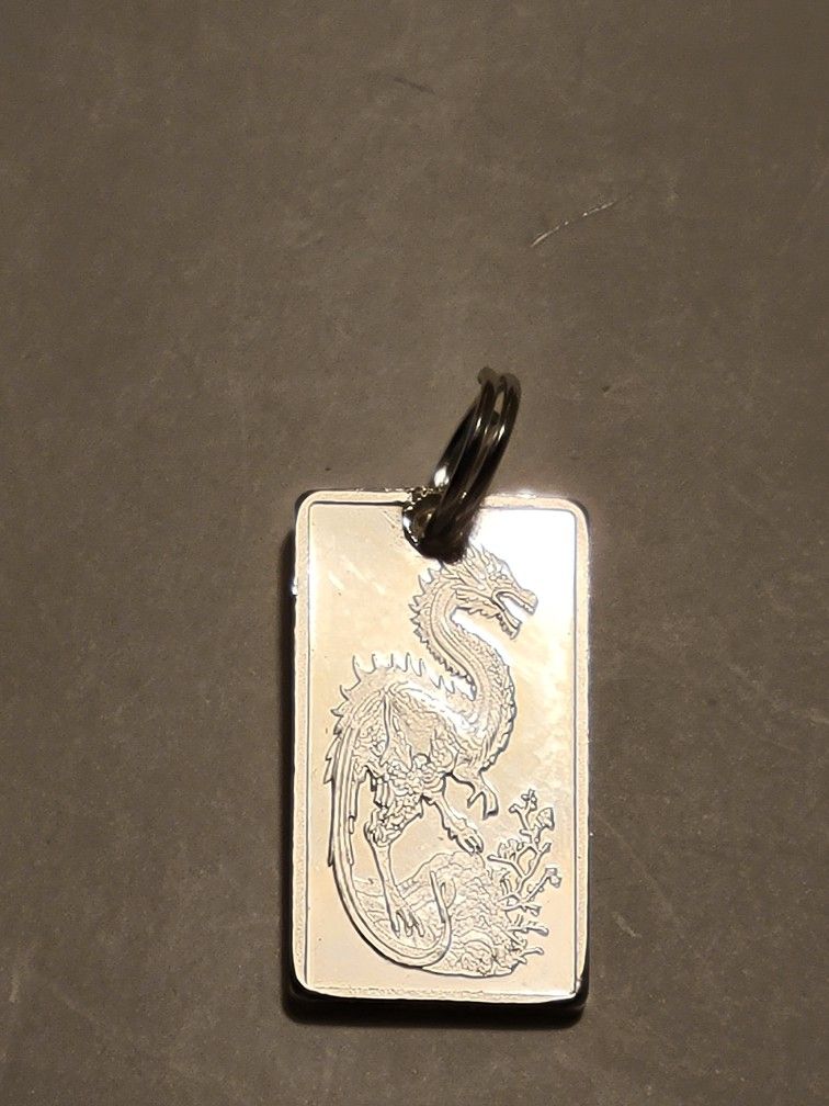 999 Fine Silver Dragon Pendant- 2.5g - New 
