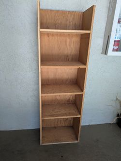 Tall Plywood Bookshelf 6-Shelf Unit