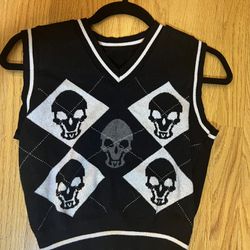 Extra Large black skull sweater vest 