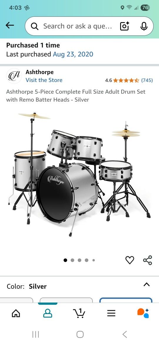 Ashthorpe 5 Piece Full-size Adult Drum Set