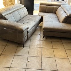 POWER RECLINER GRAY ITALIAN LEATHER SECTIONAL FROM COPENHAGEN 