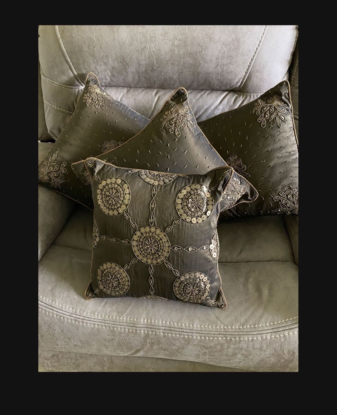 Set Of Embroidered Throw Pillows