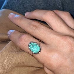 Genuine white water turquoise ring