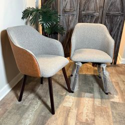 Merakii Upholstered dining armchairs - Leather/Fabric combination