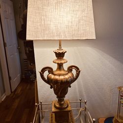 Gilt Gold Wood Italian Recoco Style Table Lamp