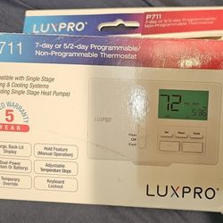 Lux Pro All in One Non Programmable/Programmable Thermostat; 7 and 5/2 Day Settings for Digital Energy Saving; Multi Stage Heating, AC Systems; Easy D