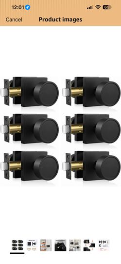 Black Passage Door Knobs Interior, Heavy Duty Round No Key Matte Black Closet Door Knobs for Hall Closet, Passage Doorknobs Hallway (6 Pack)