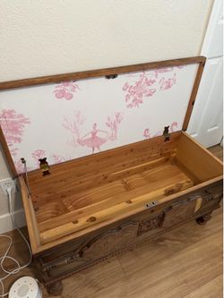 Vintage Cedar Chest with Carved Wood Detail