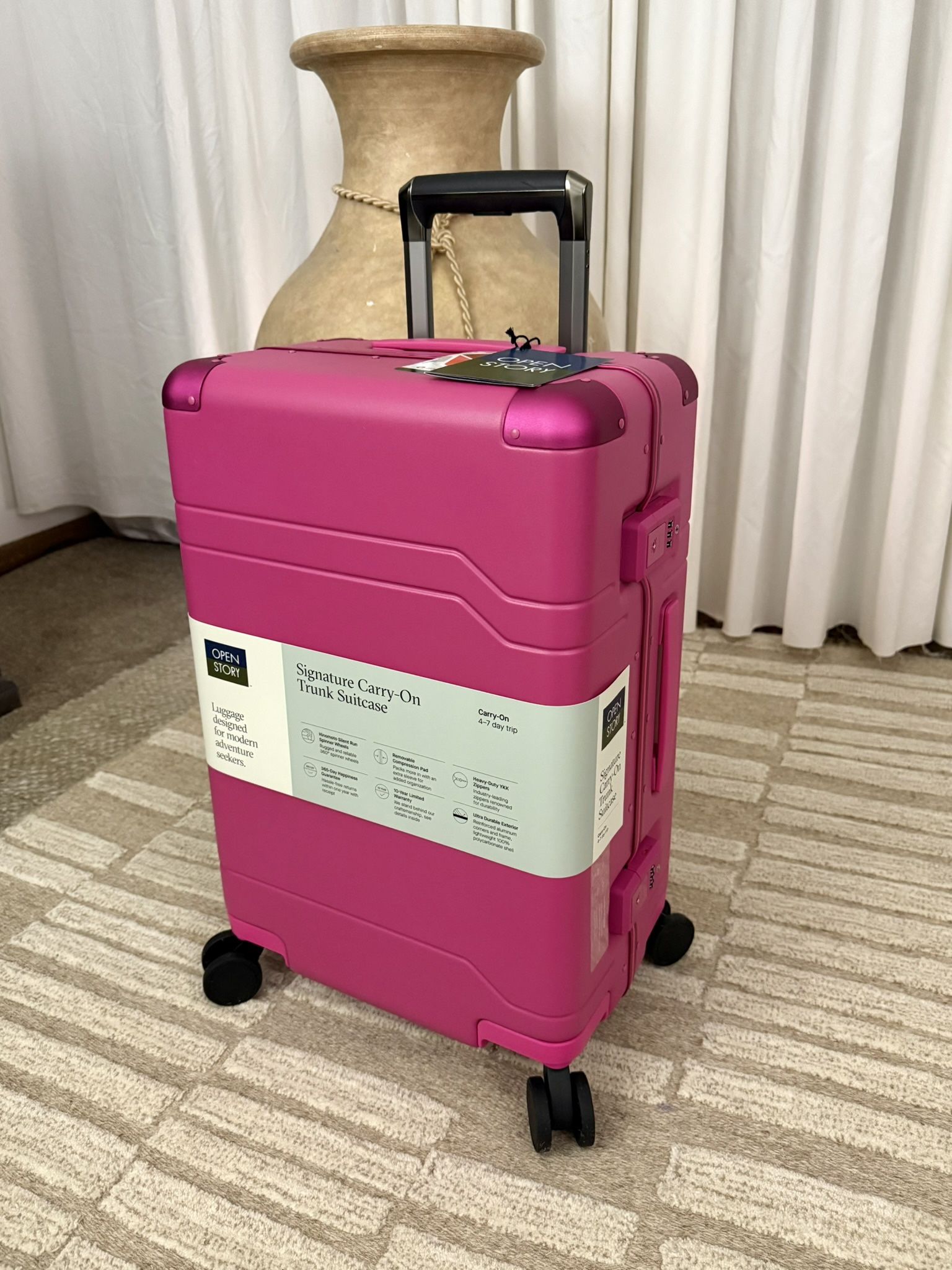 Signature Hardside Trunk Carry on Spinner Suitcase - Open Story