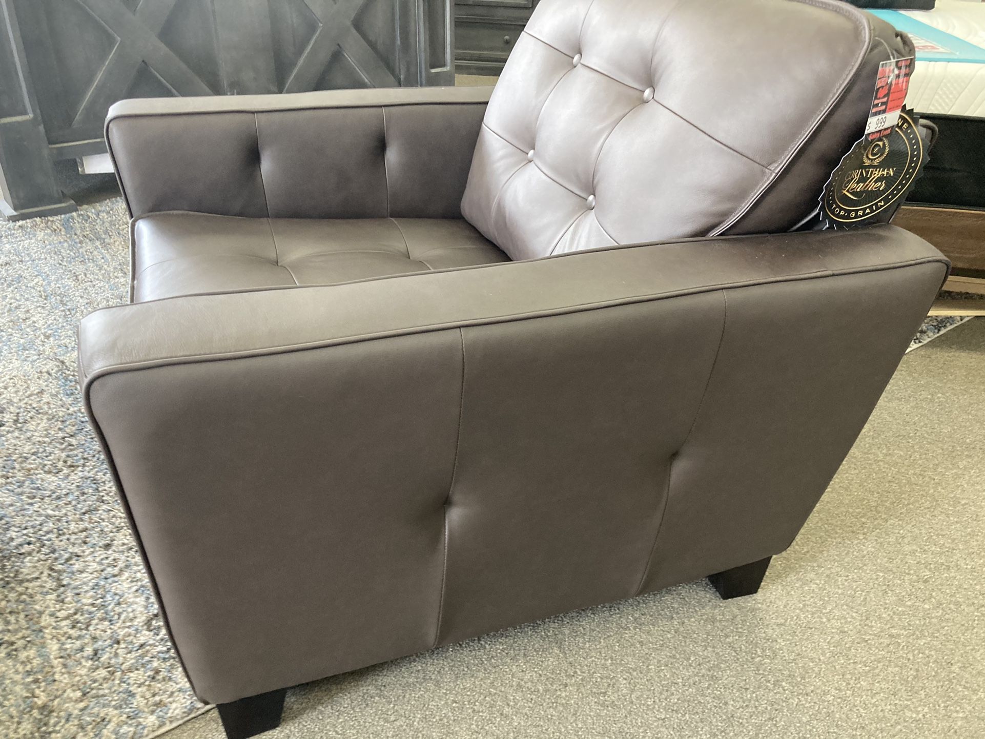 🛋 Top Grain Genuine Corinthian Leather Espresso Chair And Ottoman! Only $39 Down!
