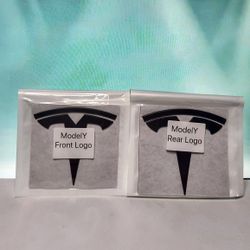 Tesla Model Y Emblem Replacement Logo for Front Hood and Rear Trunk for Tesla Model Y (2 pieces, black)