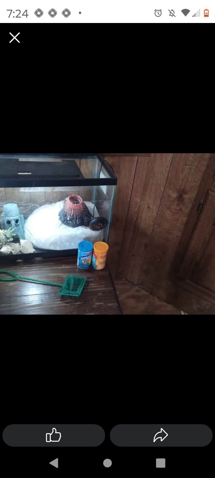 Fish Tank With Accessories An Half Top Cover