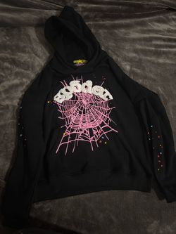 Sp5der Black Hoodie Pink Web Graphic